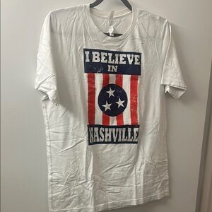 I Believe in Nashville White Short Sleeve Tee-Shirt, Lg
